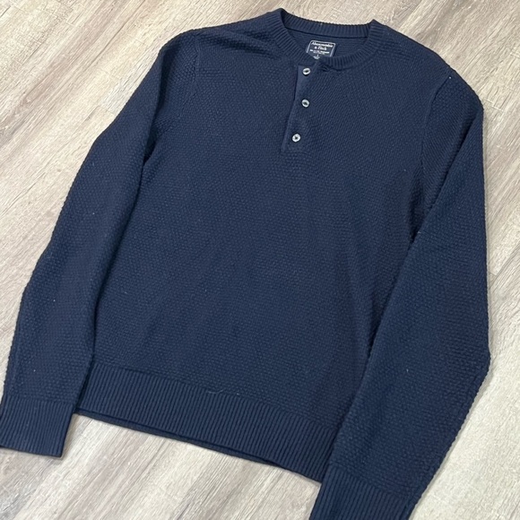 Men’s Large Abercrombie & Fitch A&F Wool Blend Knit Henley Pullover Knit Sweater - Picture 2 of 5